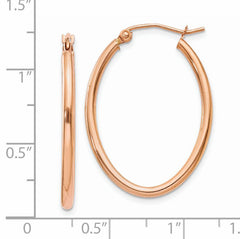 14k Rose Gold Oval Hoop Earrings