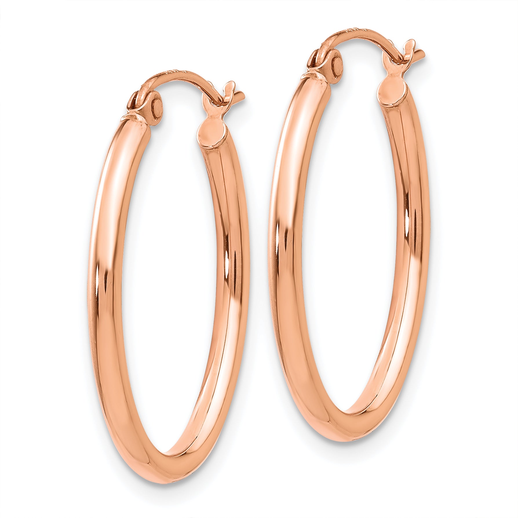 14k Rose Gold Oval Hoop Earrings