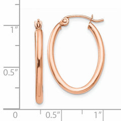 14k Rose Gold Oval Hoop Earrings