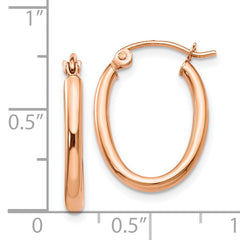 14k Rose Gold Oval Hoop Earrings