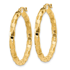 14k Polished/Textured Post Hoop Earring