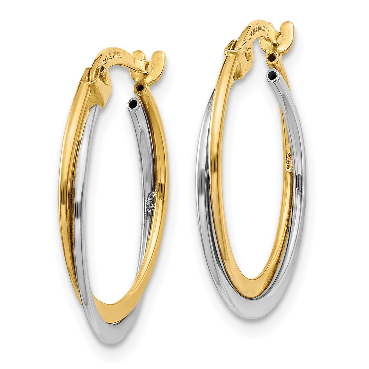 14K Two-Tone Polished Hoop Earrings