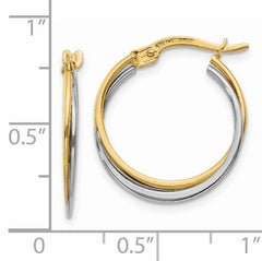 14K Two-Tone Polished Hoop Earrings