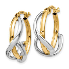 14K Two-Tone Polished Twisted Hoop Earrings