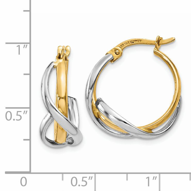 14K Two-Tone Polished Twisted Hoop Earrings