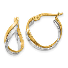 14K Two-Tone Polished Twisted Hoop Earrings