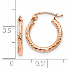 14k Rose Gold Lightweight Diamond-cut Hoop Earrings