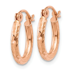 14k Rose Gold Lightweight Diamond-cut Hoop Earrings