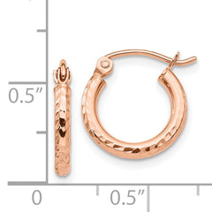 14k Rose Gold Lightweight Diamond-cut Hoop Earrings