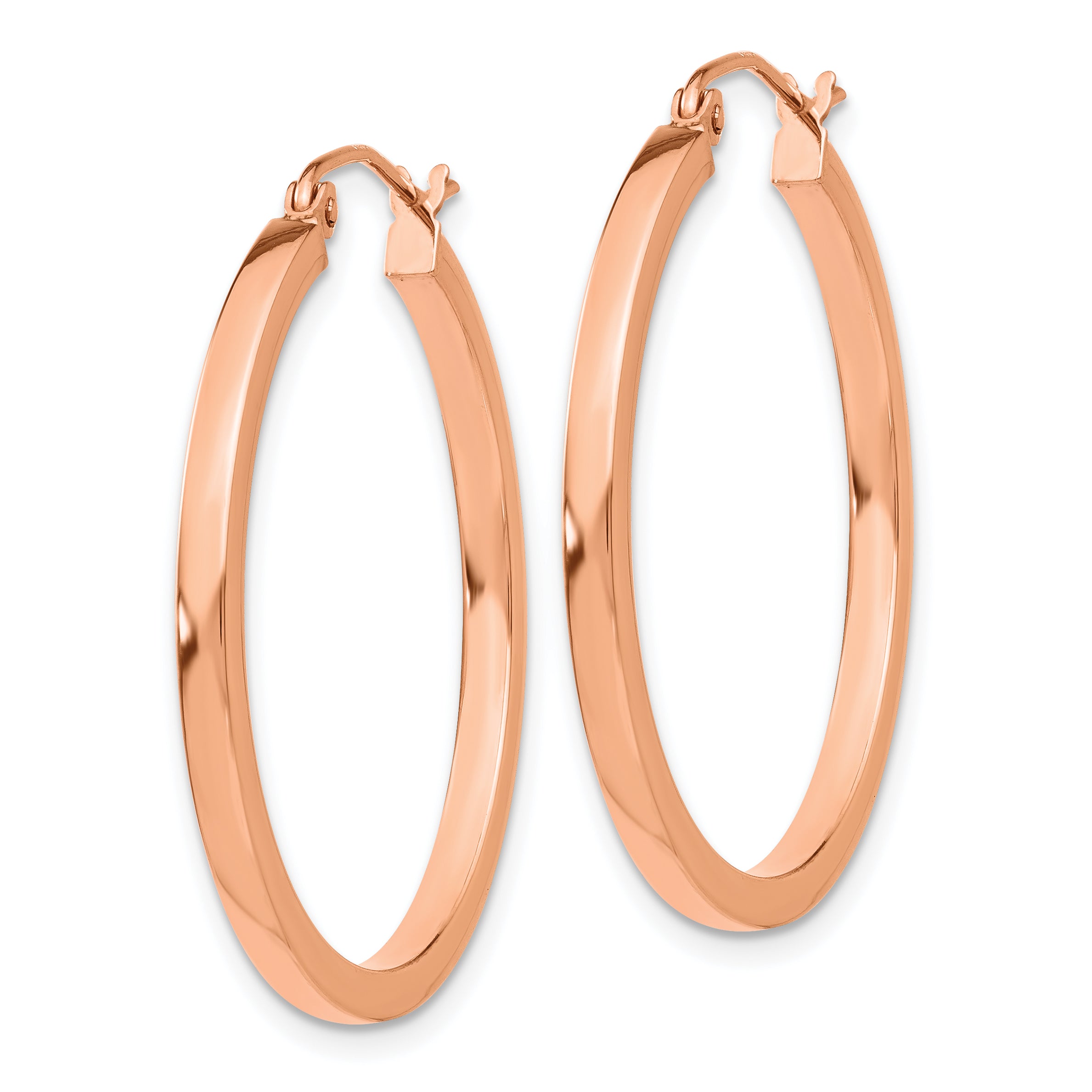 14k Rose Gold Lightweight Square Tube Hoop Earrings