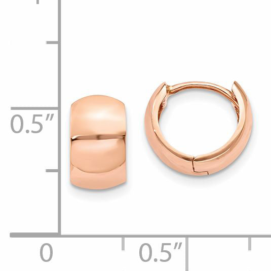 14k Rose Gold Round Hinged Hoop Earrings