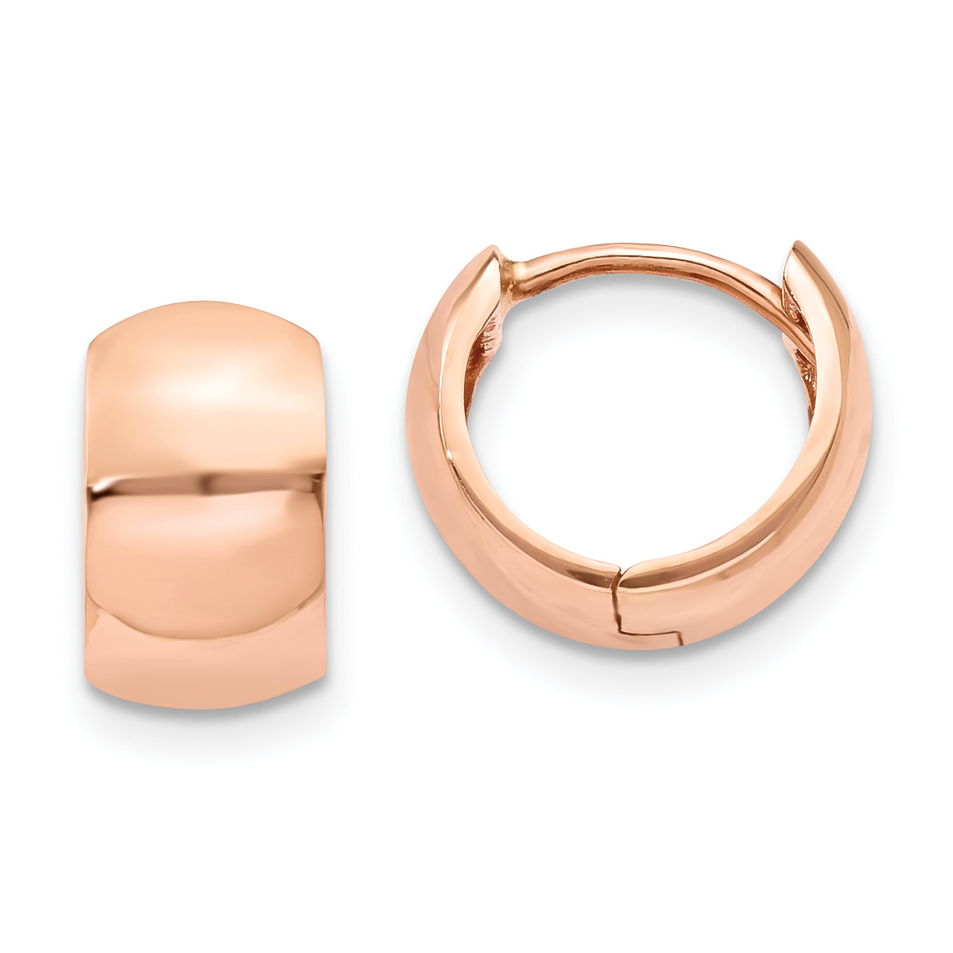 14k Rose Gold Round Hinged Hoop Earrings