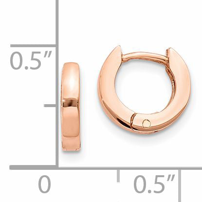 14k Rose Gold Round Hinged Hoop Earrings