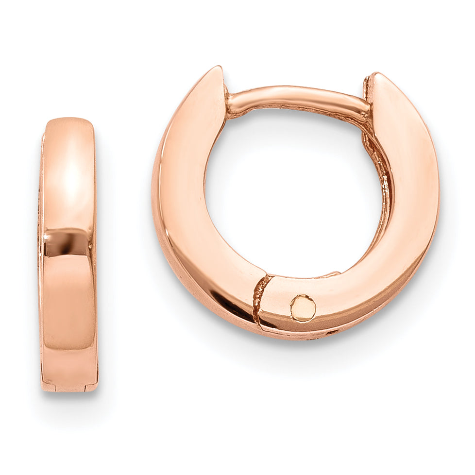 14k Rose Gold Round Hinged Hoop Earrings