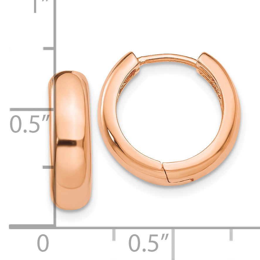 14k Rose Gold Round Hinged Hoop Earrings