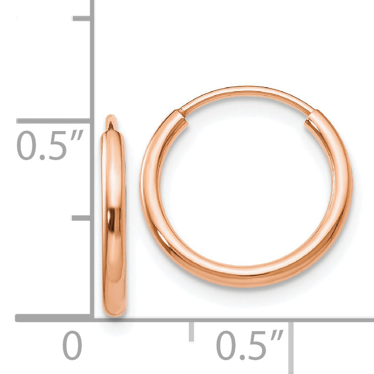 14k Rose Gold Polished Endless Tube Hoop Earrings