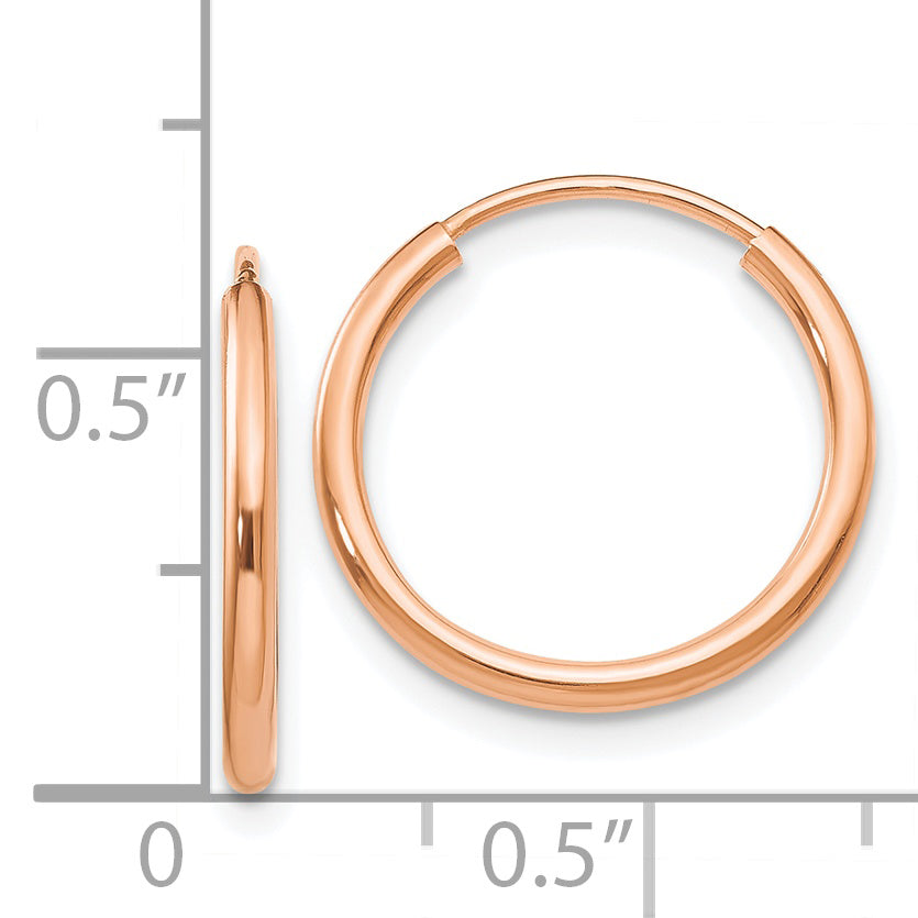 14k Rose Gold Polished Endless Tube Hoop Earrings