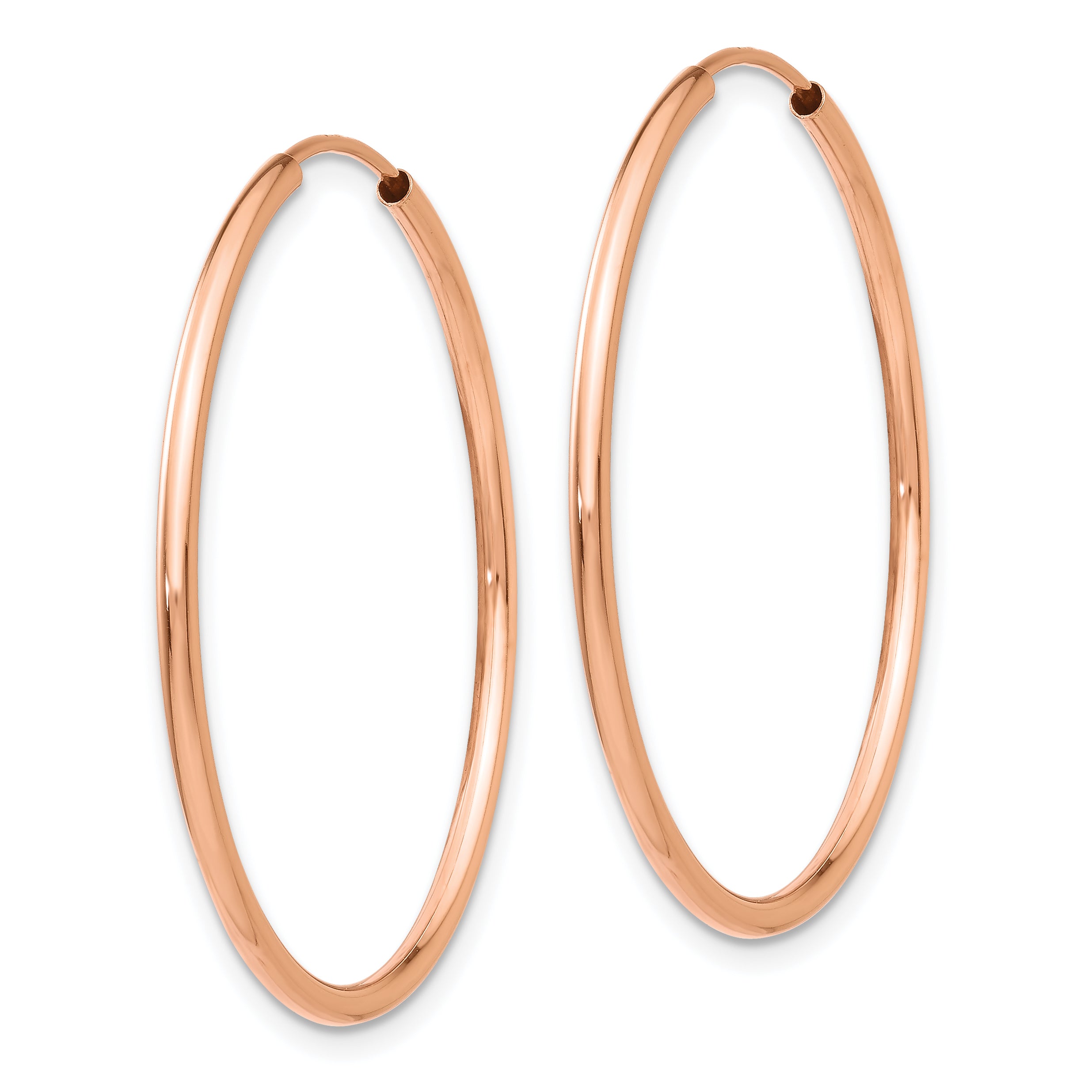 14k Rose Gold Polished Endless Tube Hoop Earrings