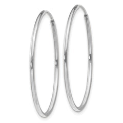 14k White Gold Polished Endless Tube Hoop Earrings