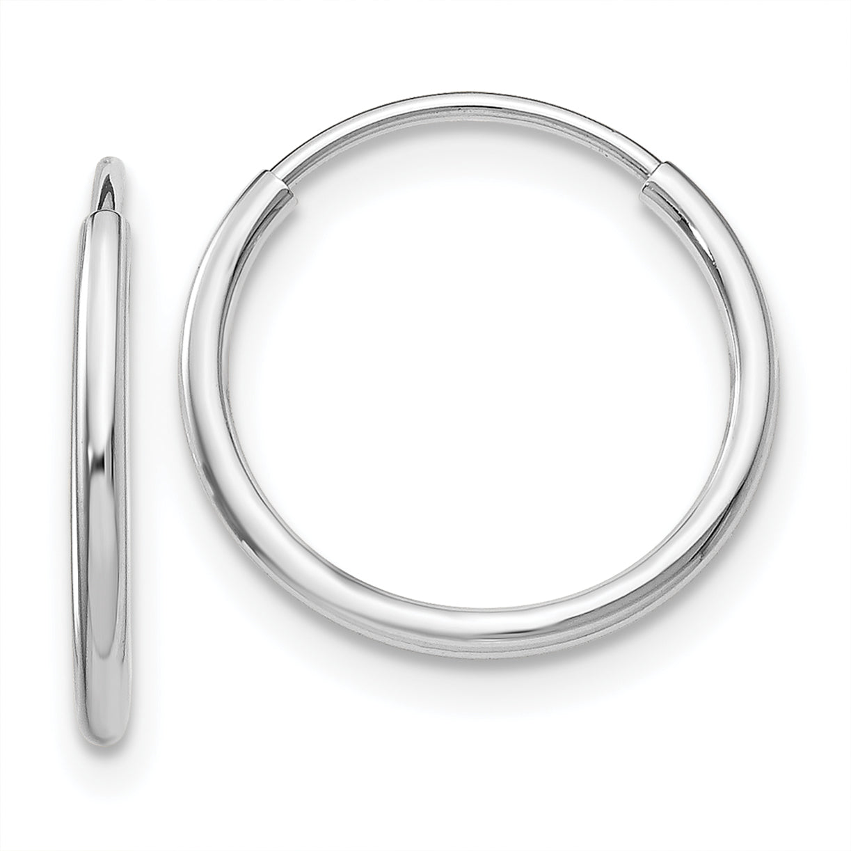 14k White Gold Polished Endless Tube Hoop Earrings