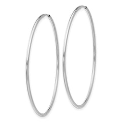 14k White Gold Polished Endless Tube Hoop Earrings