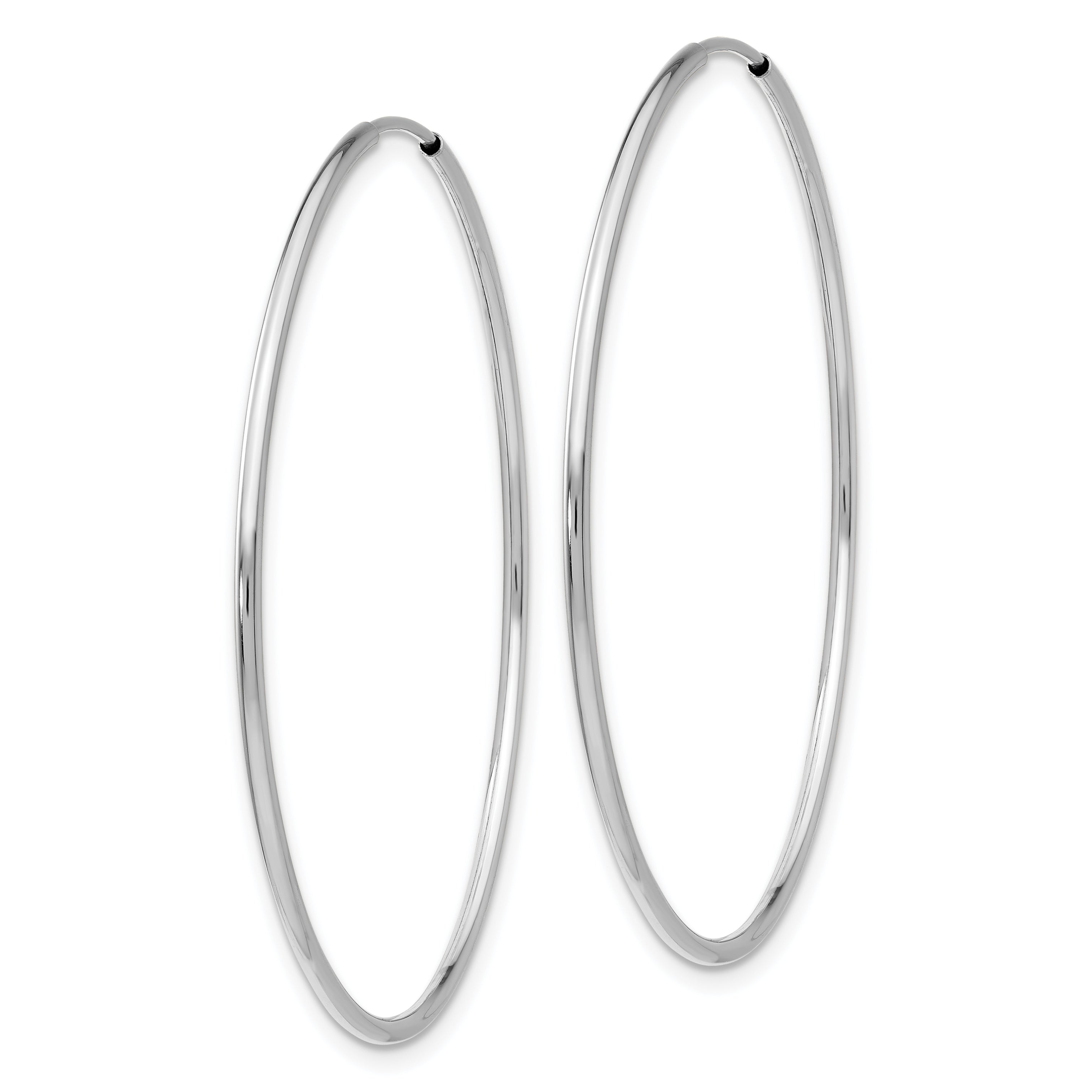 14k White Gold Polished Endless Tube Hoop Earrings