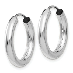 14k White Gold Polished Endless Tube Hoop Earrings