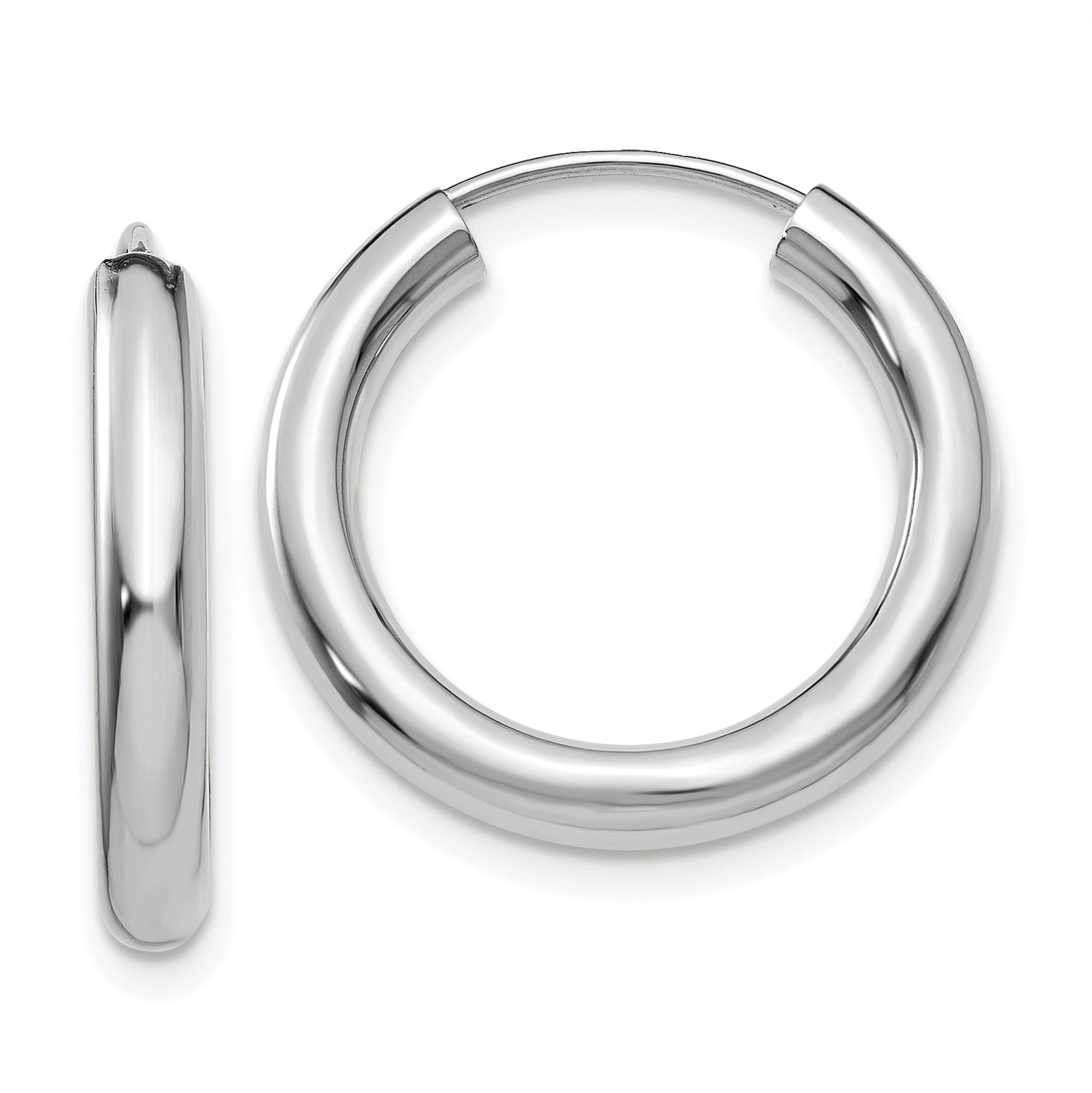 14k White Gold Polished Endless Tube Hoop Earrings