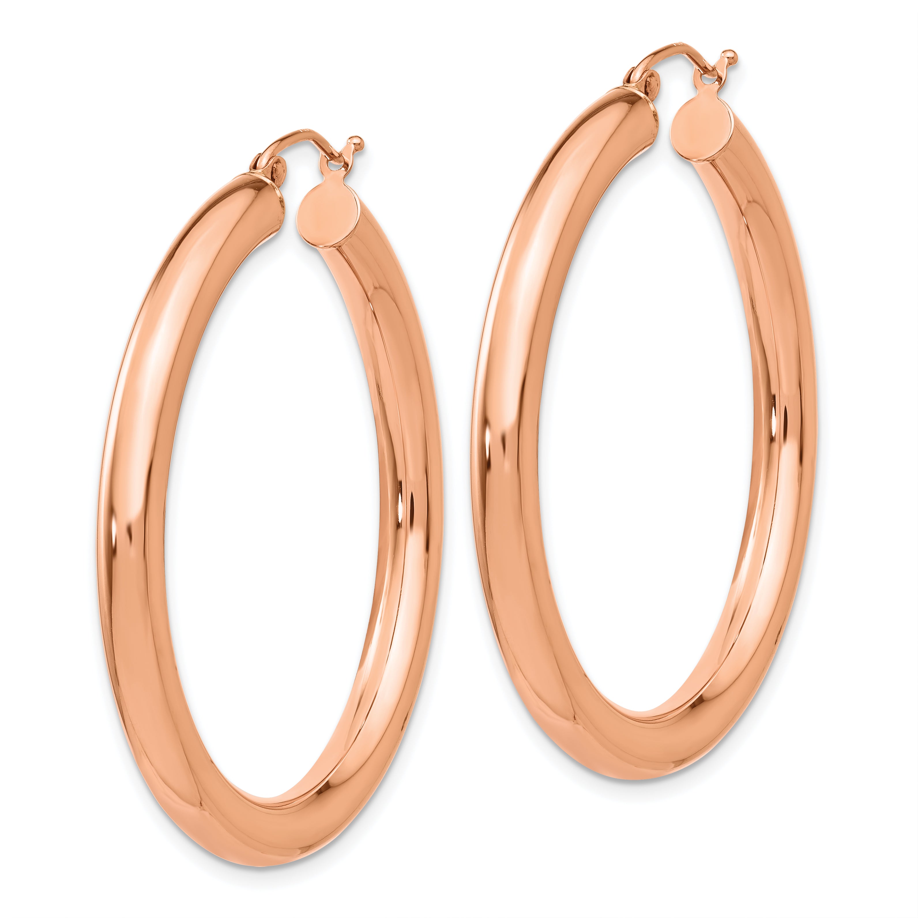 14k Rose Gold Polished 4mm Tube Hoop Earrings