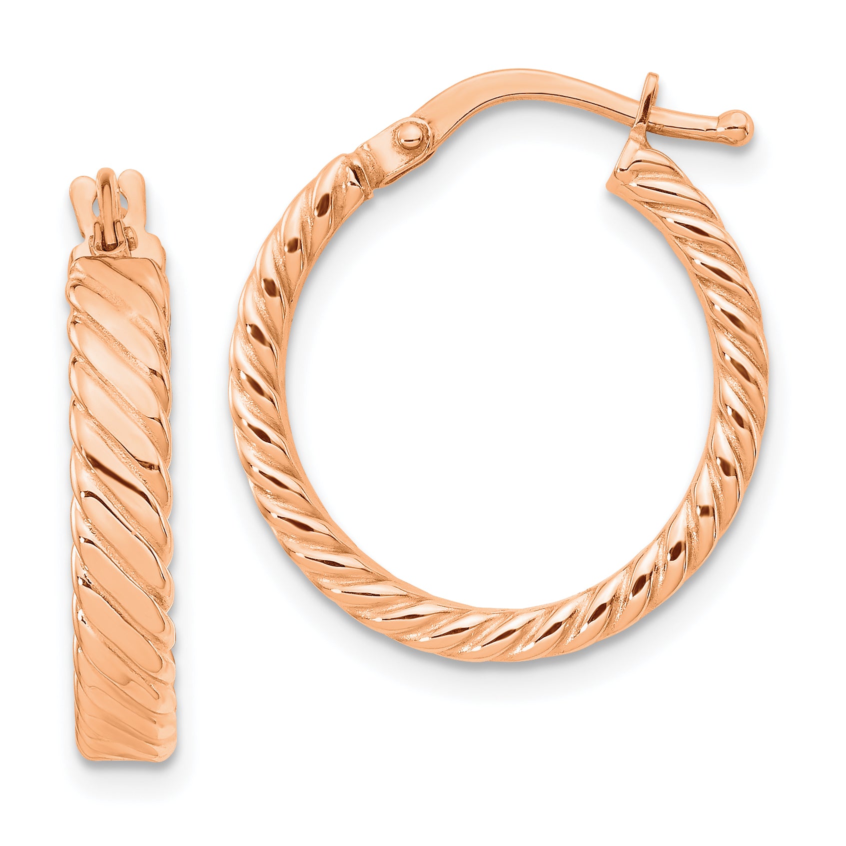 14K Rose Gold Small 3mm Patterned Hoop Earrings