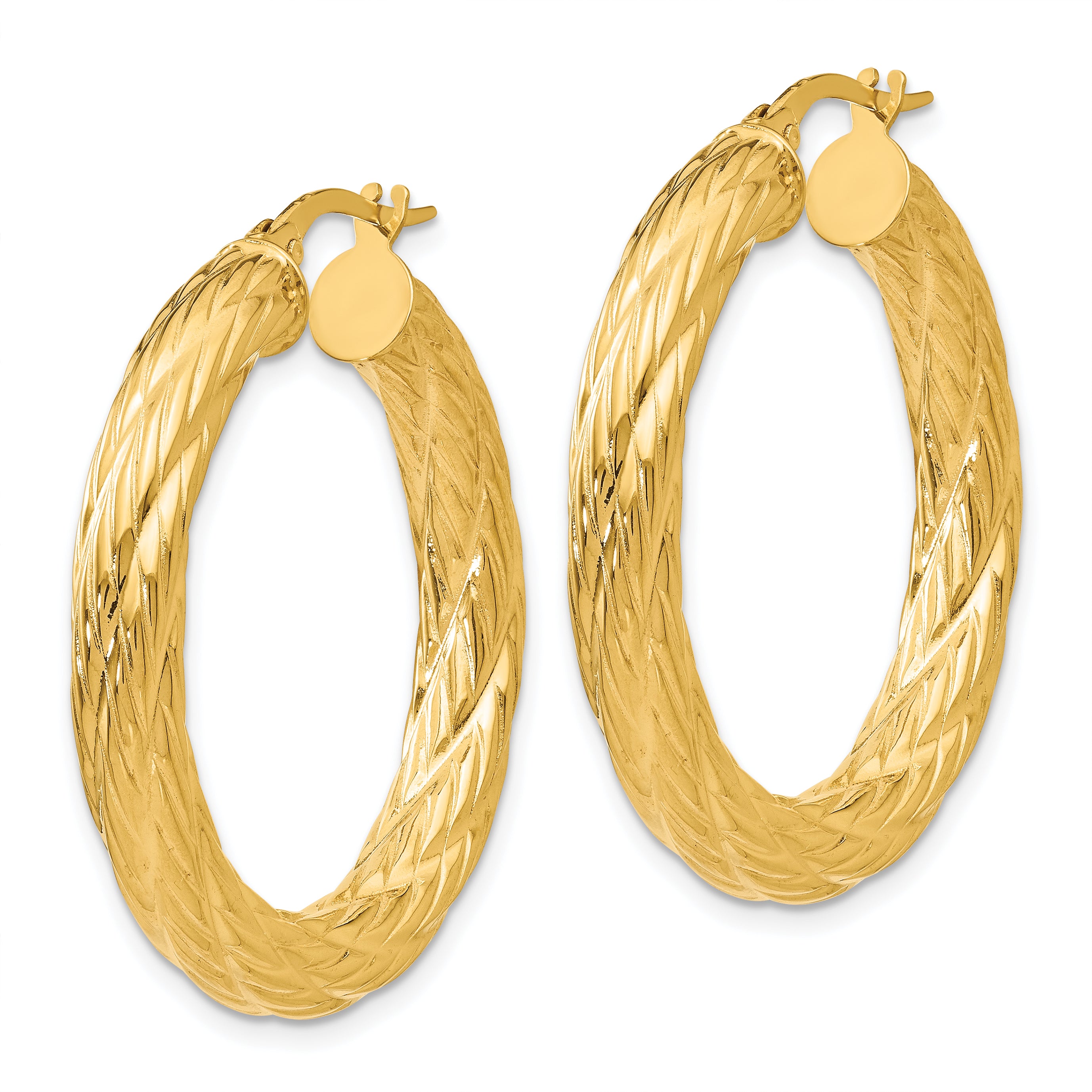 14k Textured Tube Hoop Earrings