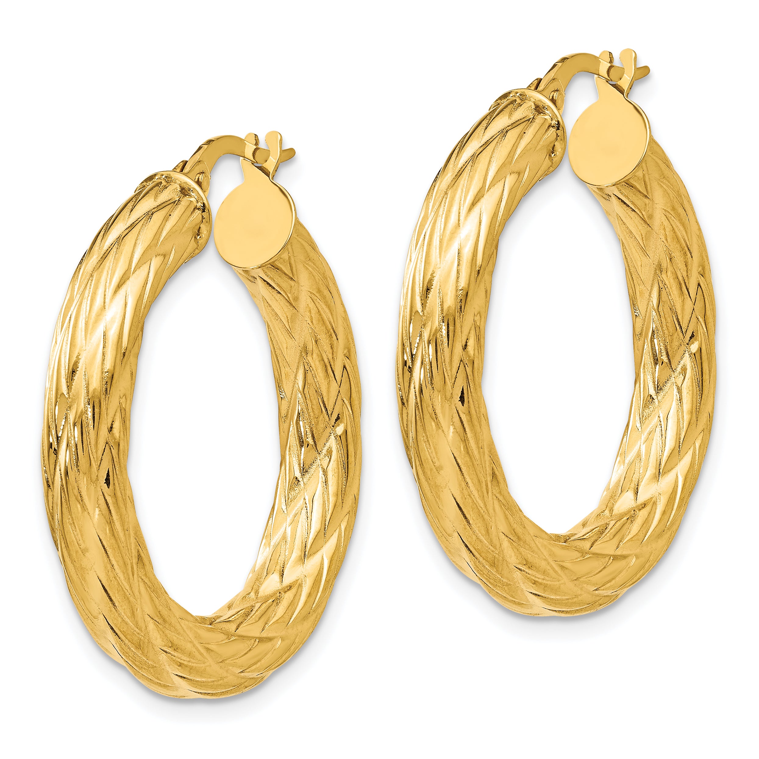 14k Textured Tube Hoop Earrings