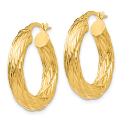 14k Textured Tube Hoop Earrings