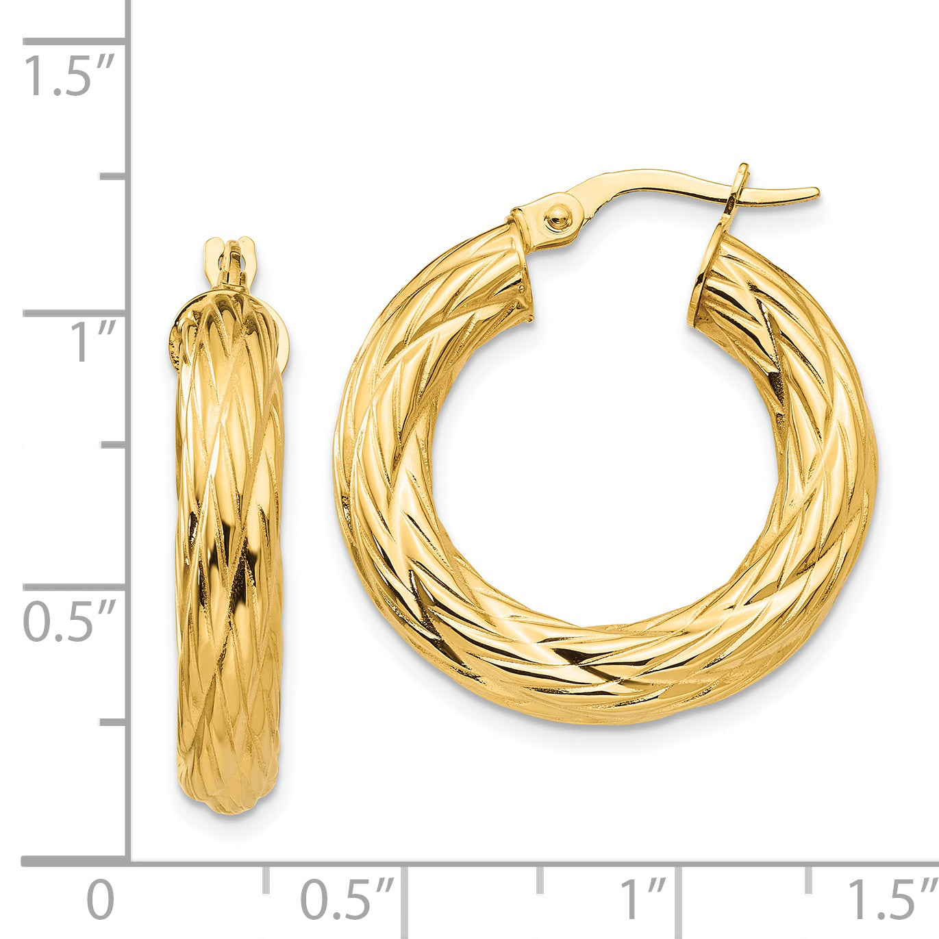 14k Textured Tube Hoop Earrings