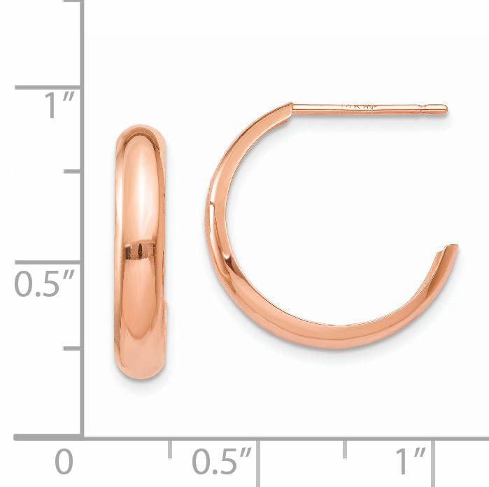 14k Rose Gold Polished Hoop Earrings