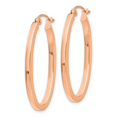 14k Rose Gold Polished Oval Tube Hoop Earrings