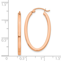 14k Rose Gold Polished Oval Tube Hoop Earrings