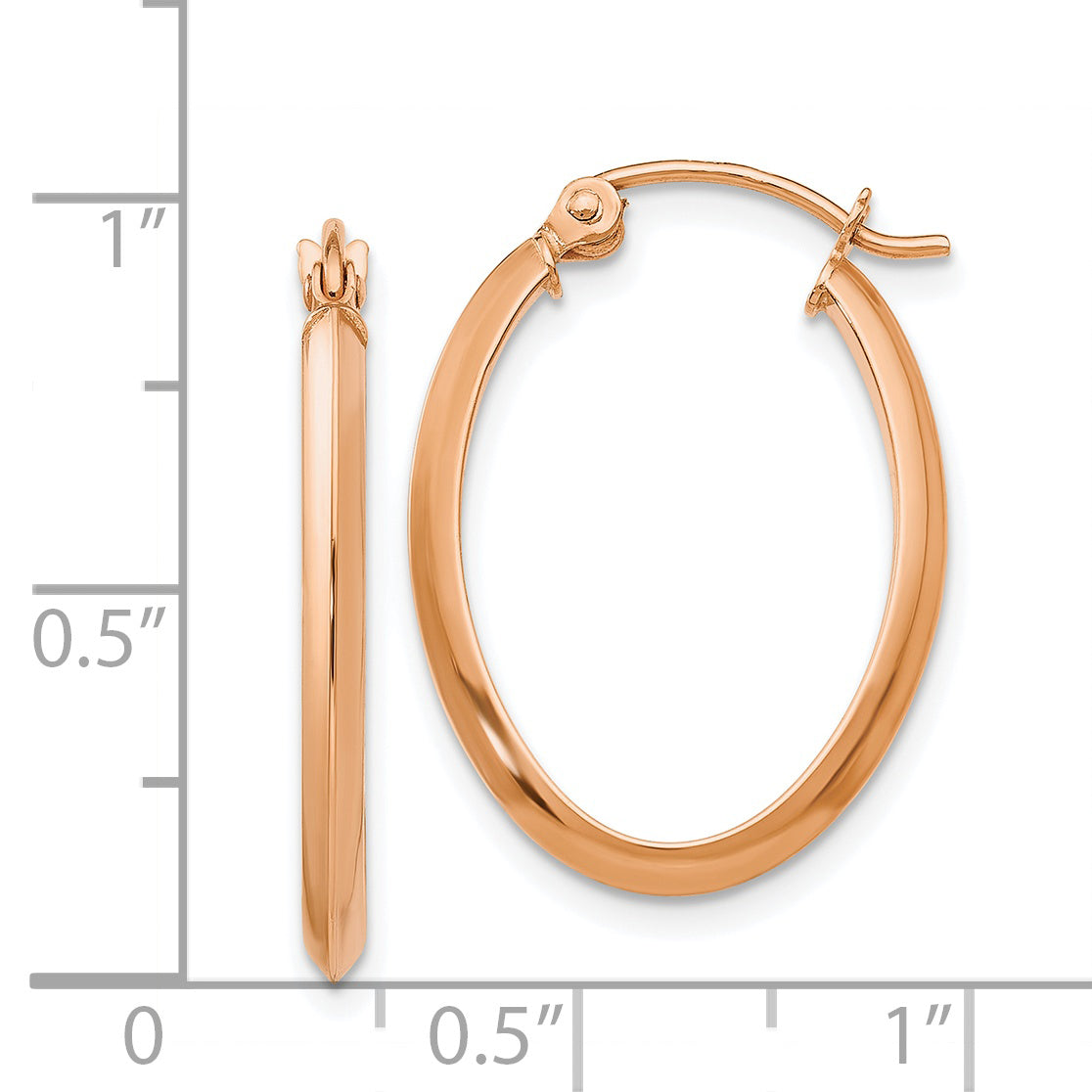 14k Rose Gold Polished Oval Tube Earrings