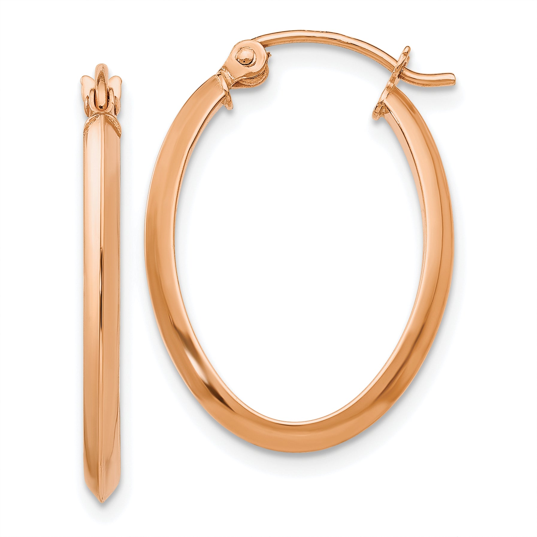 14k Rose Gold Polished Oval Tube Earrings