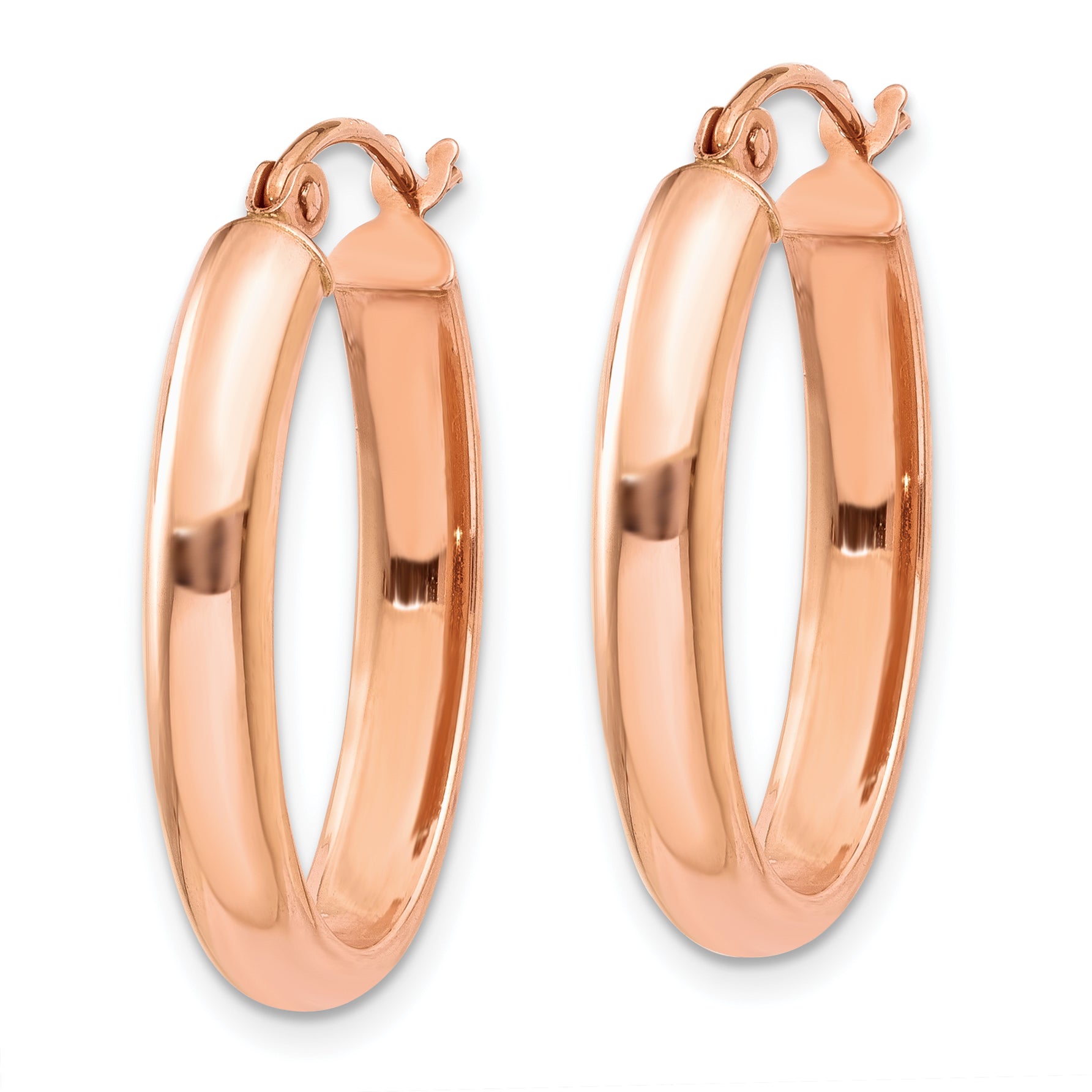 14k Rose Gold Polished Half-Round Oval Hoop Earrings