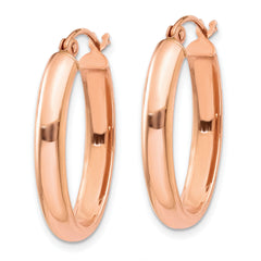 14k Rose Gold Polished Half-Round Oval Hoop Earrings