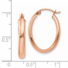 14k Rose Gold Polished Half-Round Oval Hoop Earrings