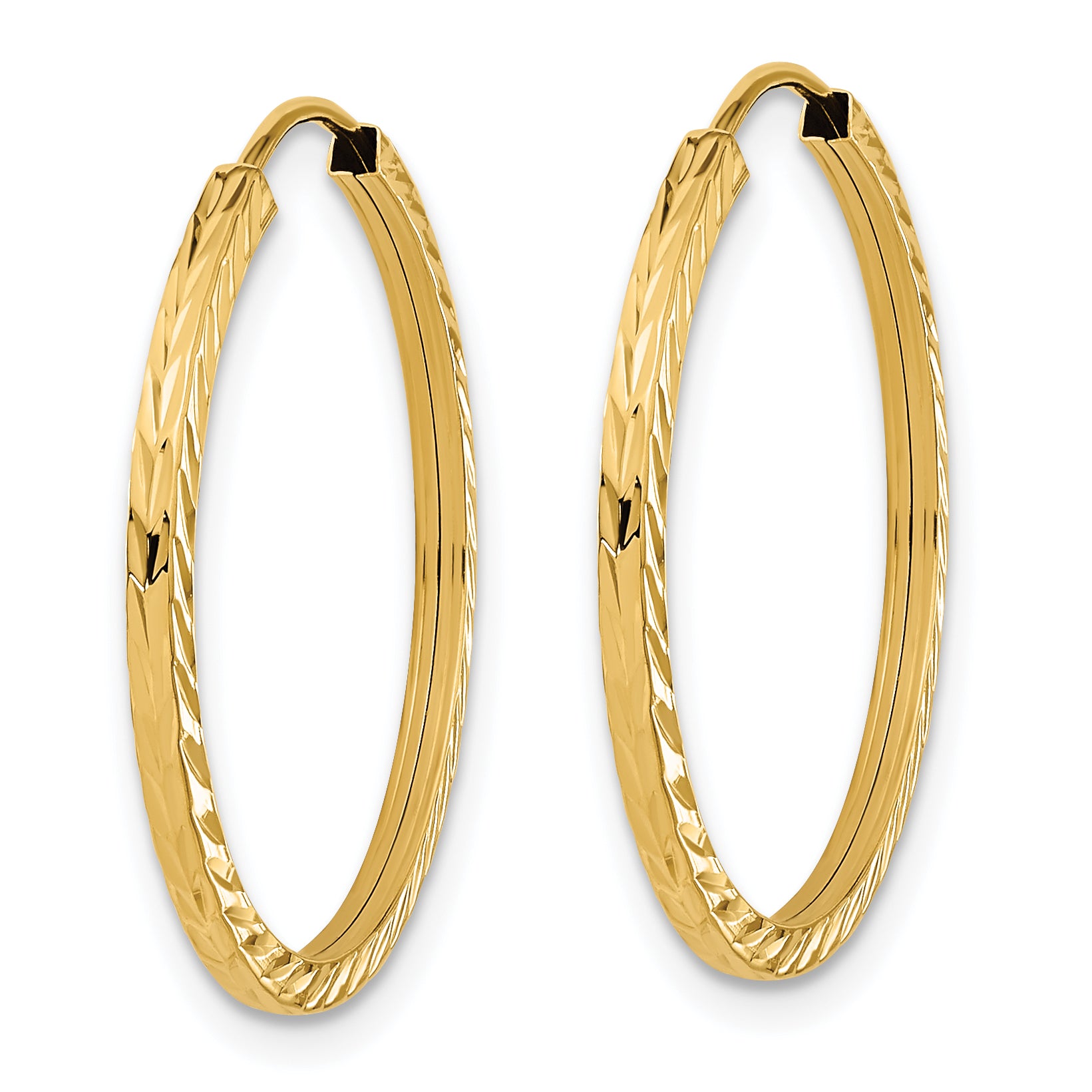 14k Diamond-cut Square Tube Endless Hoop Earrings