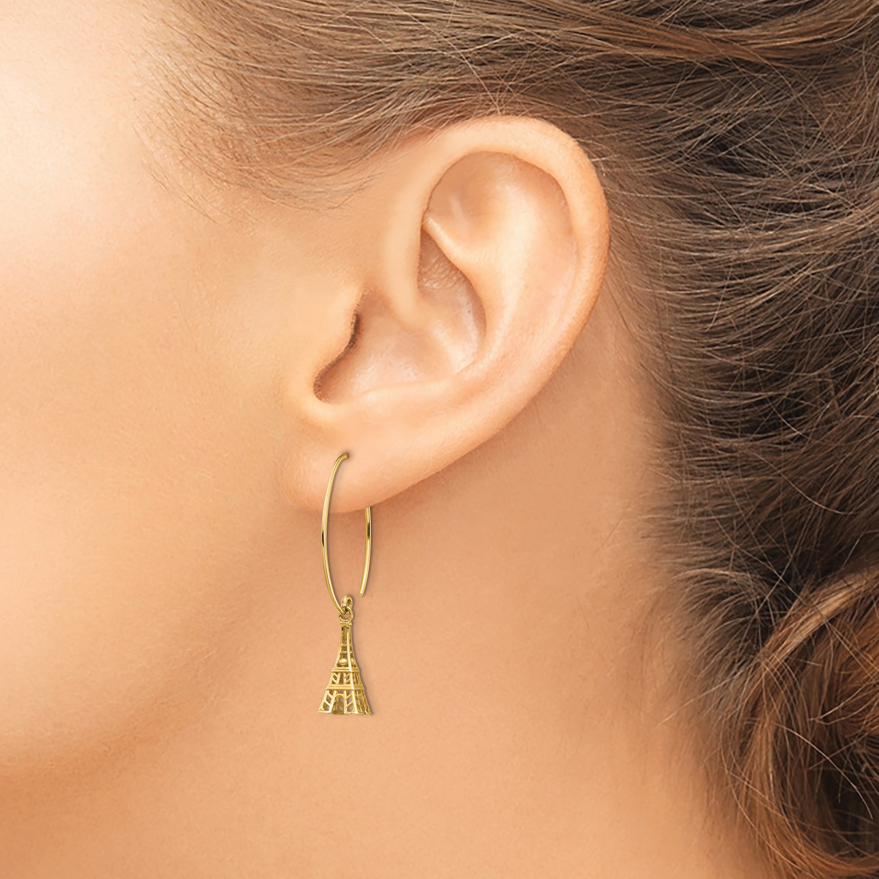 14K Eiffel Tower Dangle Earrings