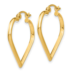 14k Polished 2mm Heart Hoop Earrings