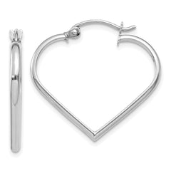 14k White Gold 2mm Heart Hoop Earrings