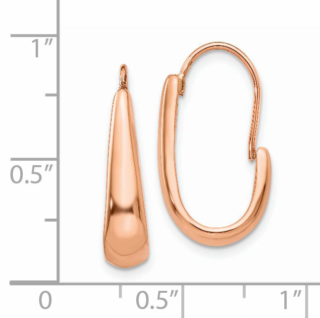 14k Rose Gold Polished Tapered J-Hoop Wire Earrings