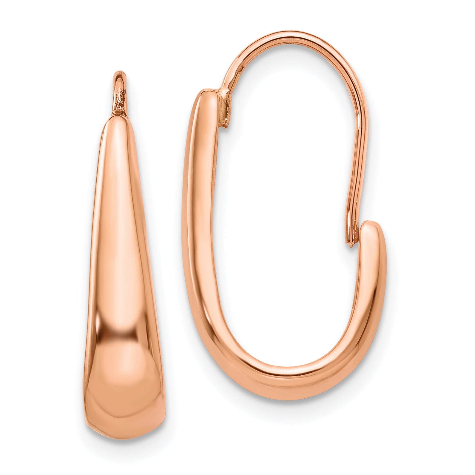 14k Rose Gold Polished Tapered J-Hoop Wire Earrings