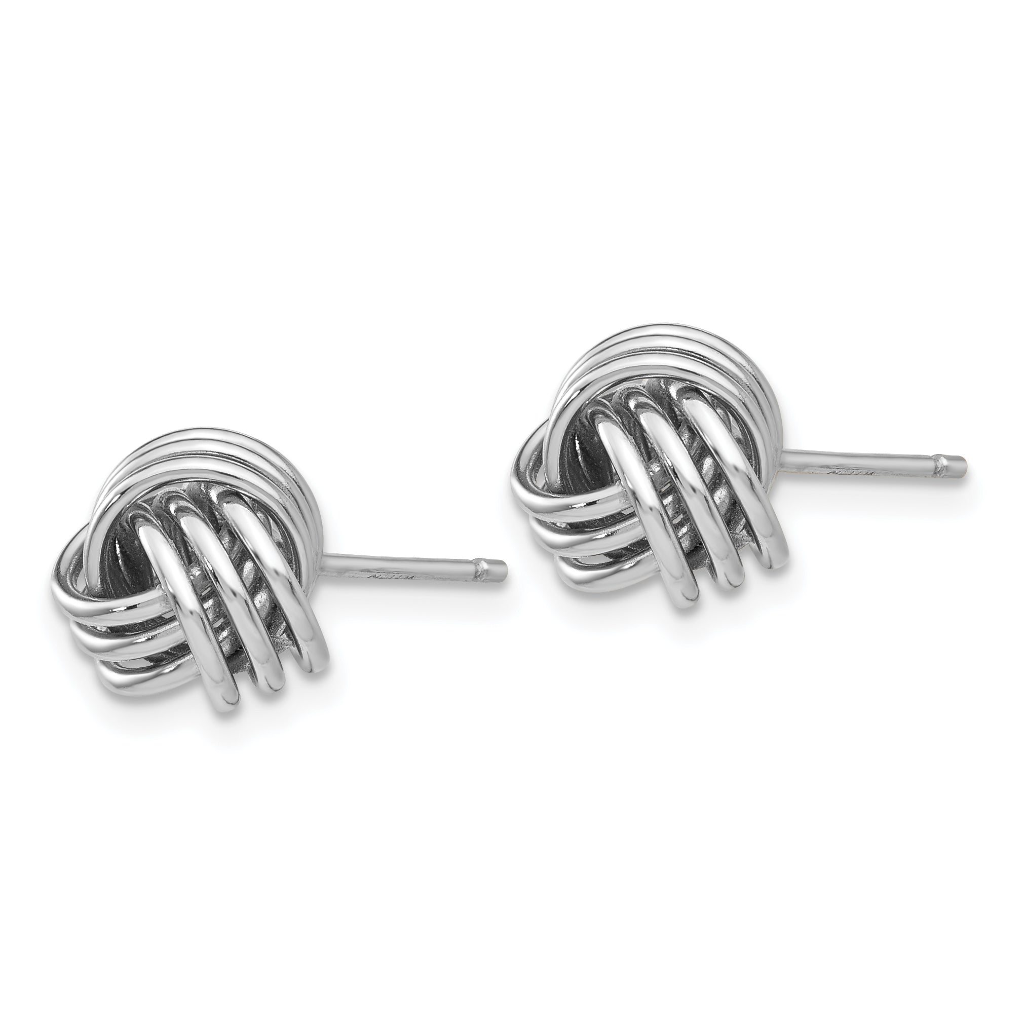 14k White Gold Ridged Love Knot Post Earrings