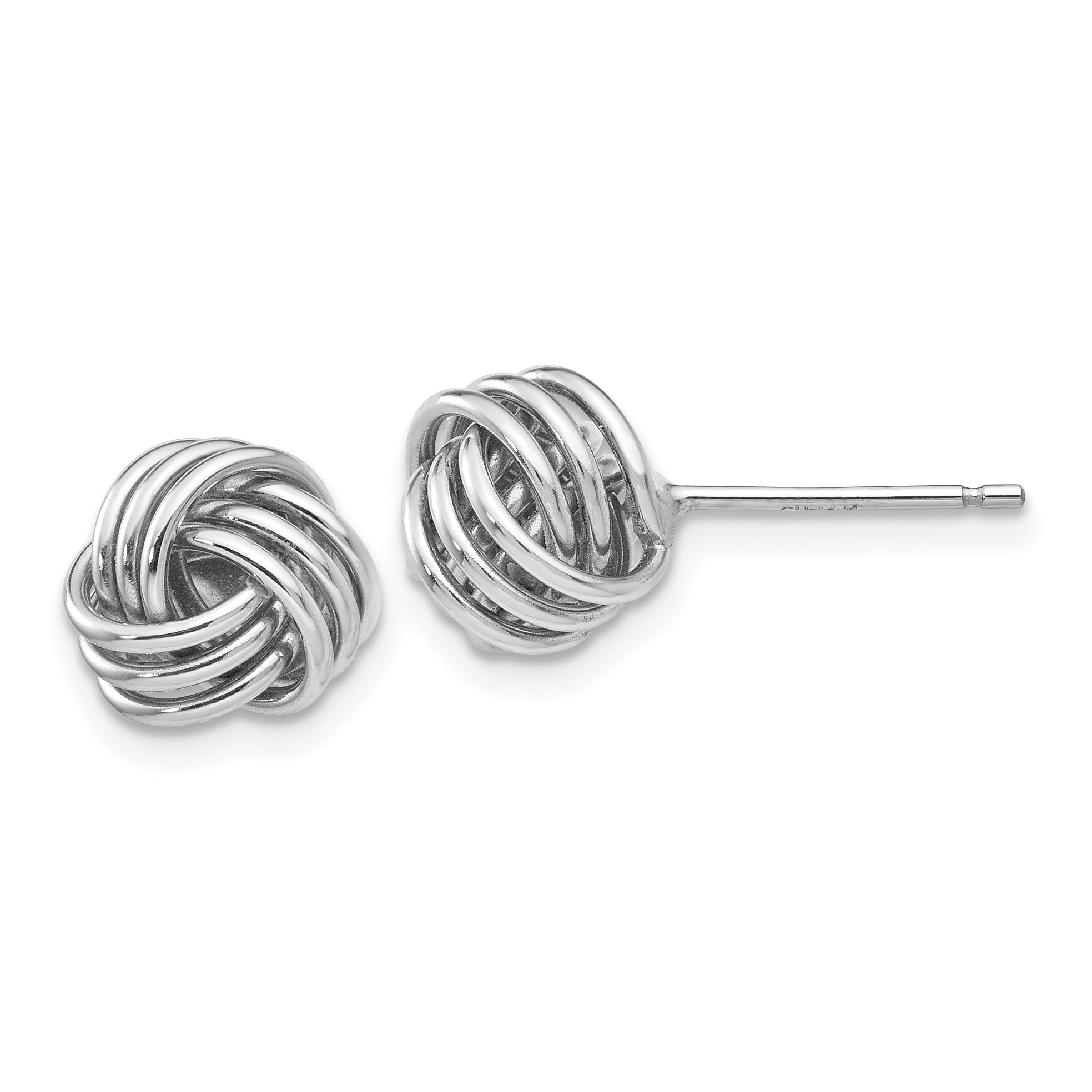 14k White Gold Ridged Love Knot Post Earrings